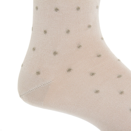 Dapper Classics Tan with Taupe Dot Mid Calf Cotton Sock