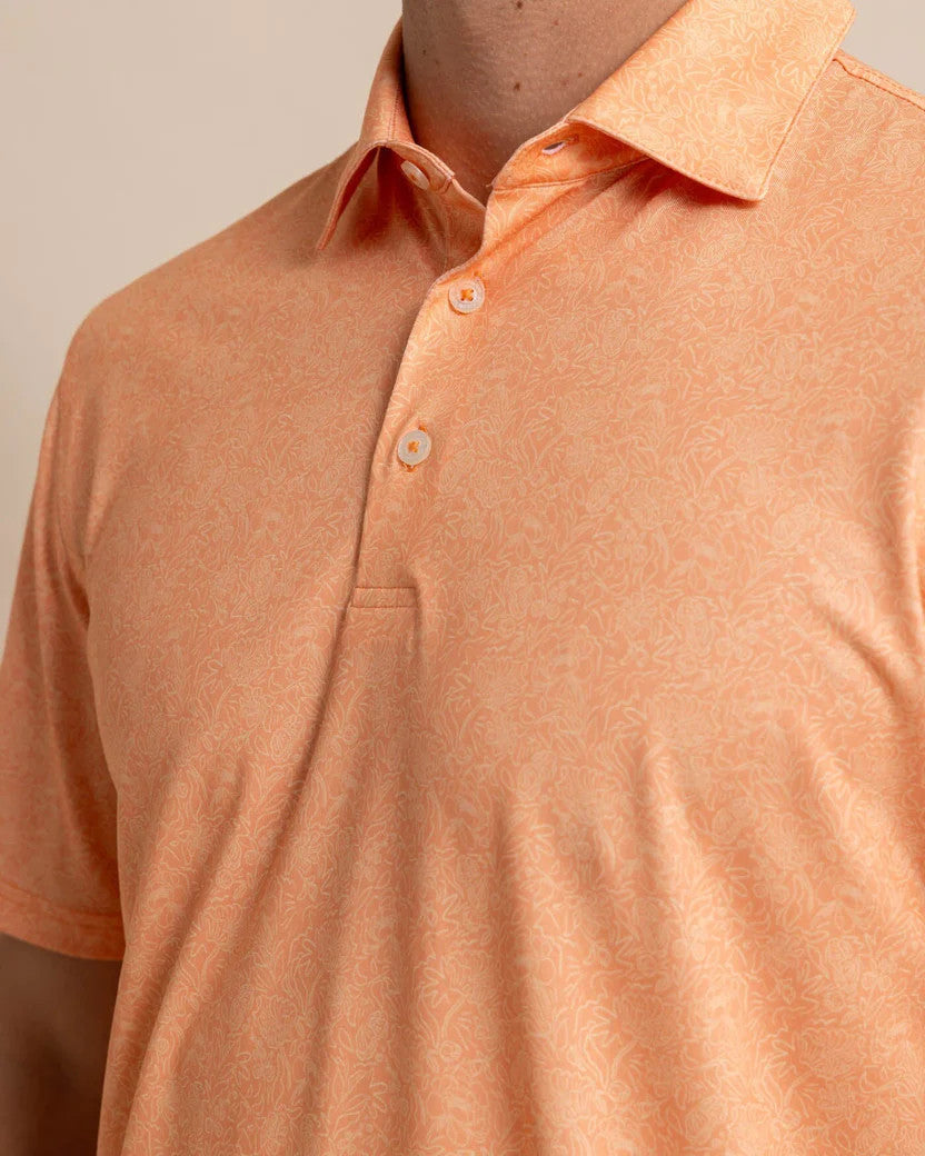 Southern Tide Driver Sunny Blooms Polo Shirt: Tangerine