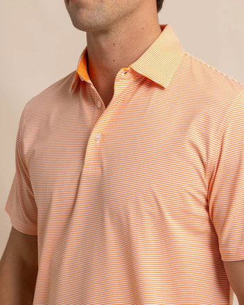 Southern Tide brrr°-eeze Meadowbrook Stripe Polo: Tangerine Orange