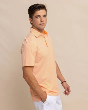 Southern Tide brrr°-eeze Meadowbrook Stripe Polo: Tangerine Orange