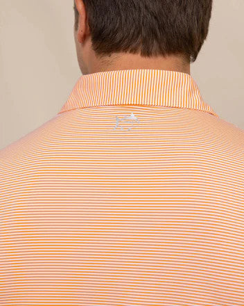 Southern Tide brrr°-eeze Meadowbrook Stripe Polo: Tangerine Orange