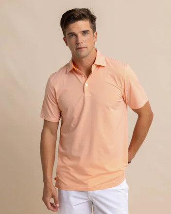 Southern Tide brrr°-eeze Meadowbrook Stripe Polo: Tangerine Orange