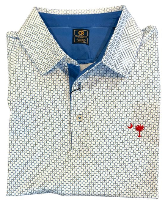 Craig Reagin Tanglewood Polo with SC Palmetto: White/Regal Blue