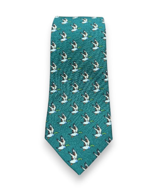 Robert Jensen Flying Duck Print Tie: Teal