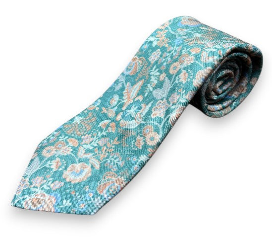 Robert Jensen Paisley Floral Print Tie: Teal
