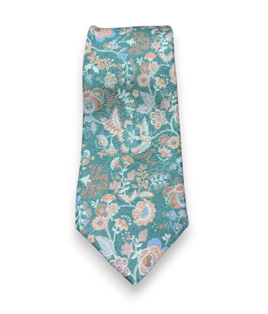 Robert Jensen Paisley Floral Print Tie: Teal