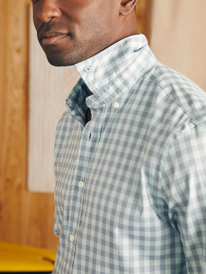 Faherty Movement™ Shirt: Teal Coast Gingham