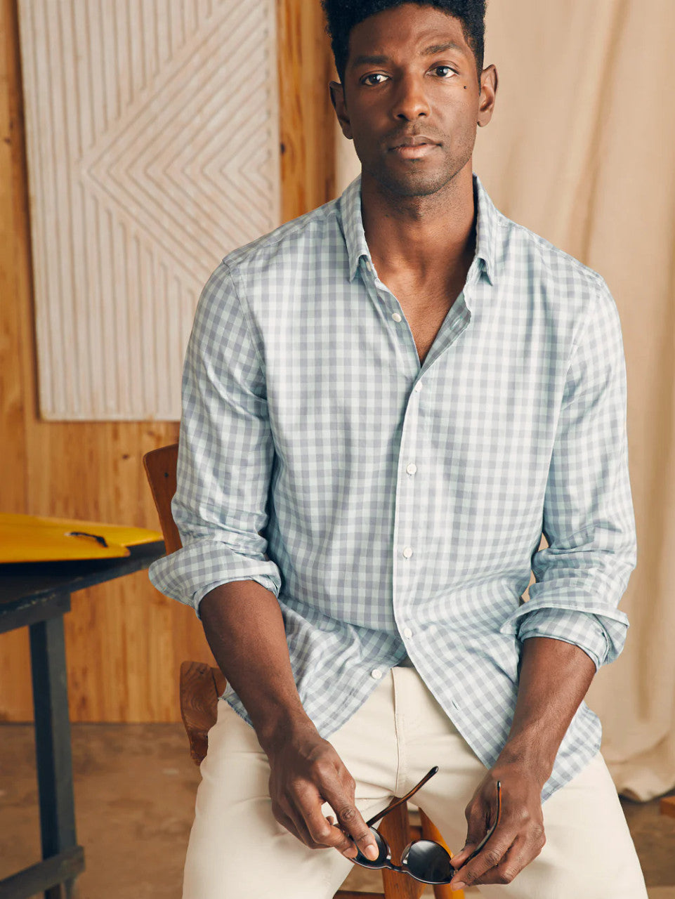 Faherty Movement™ Shirt: Teal Coast Gingham