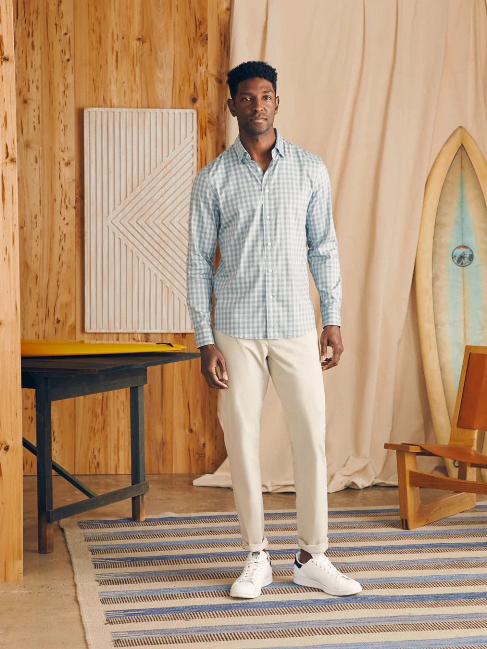 Faherty Movement™ Shirt: Teal Coast Gingham