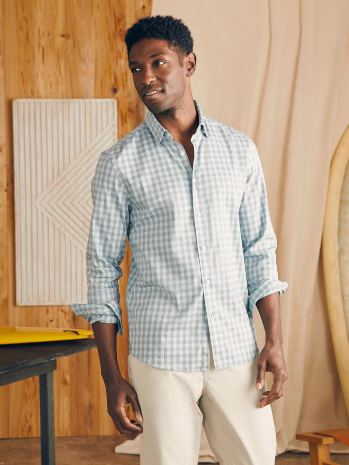 Faherty Movement™ Shirt: Teal Coast Gingham