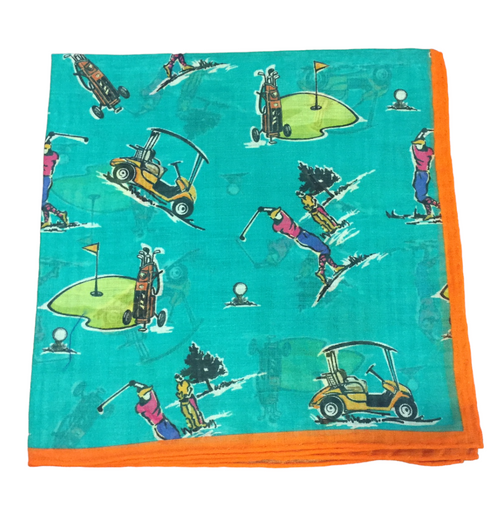 Seaward and Stearn Golf Course Print Pocket Square: Teal