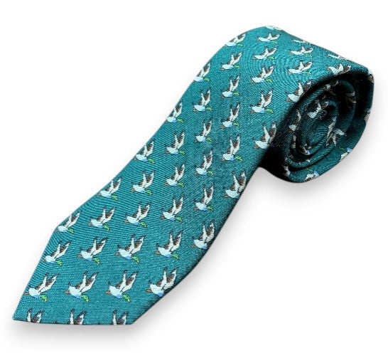 Robert Jensen Flying Duck Print Tie: Teal