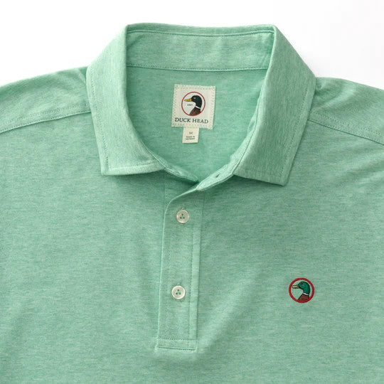 Duckhead Hayes Performance Logo Polo: Tidal Green Heather