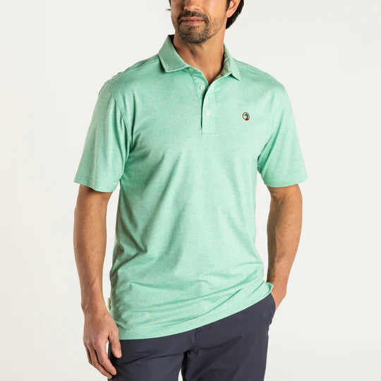 Duckhead Hayes Performance Logo Polo: Tidal Green Heather