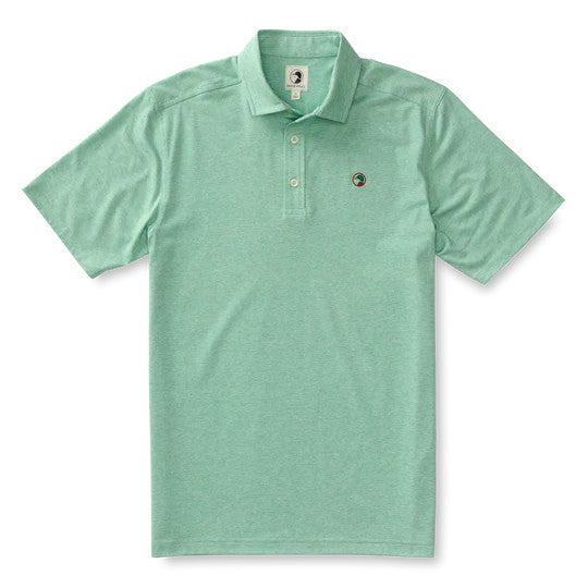 Duckhead Hayes Performance Logo Polo: Tidal Green Heather