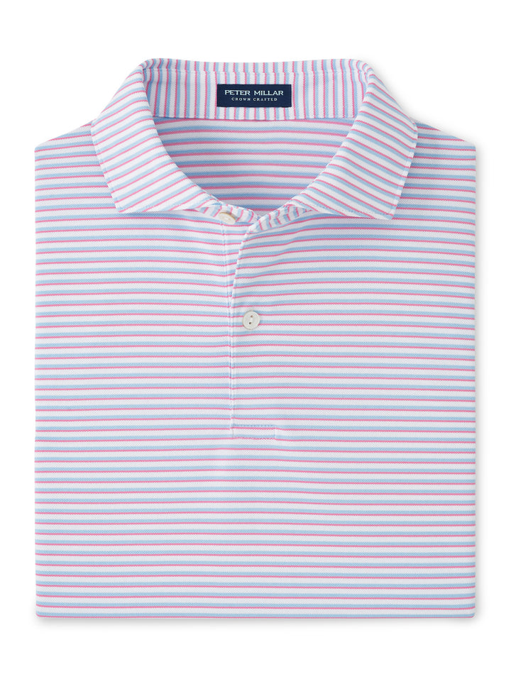 Peter Millar Crown Crafted Tempo Performance Mesh Polo: White/Blue Frost