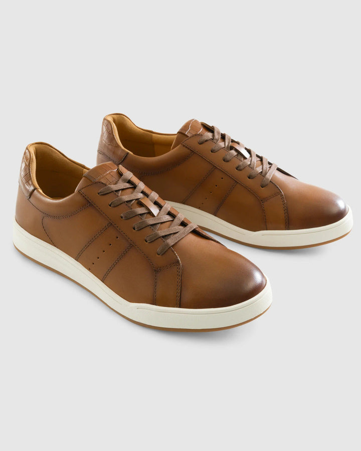 Johnnie-O Topspin Oxford Leather Sneaker: Cognac