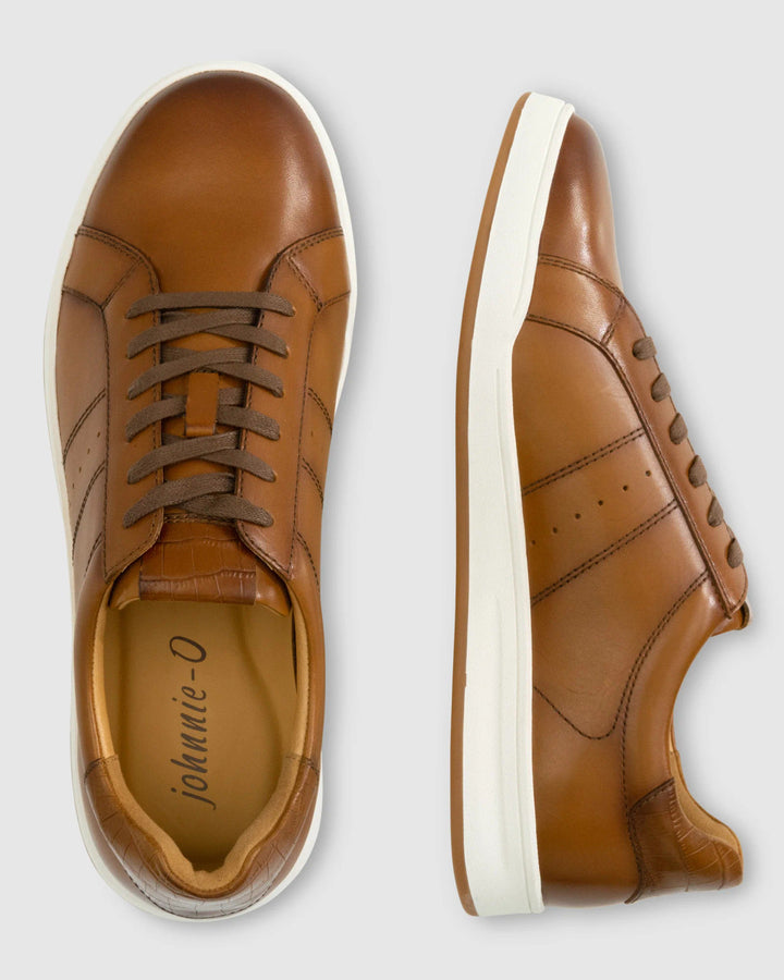 Johnnie-O Topspin Oxford Leather Sneaker: Cognac