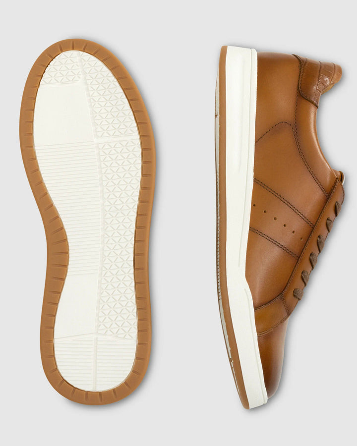 Johnnie-O Topspin Oxford Leather Sneaker: Cognac