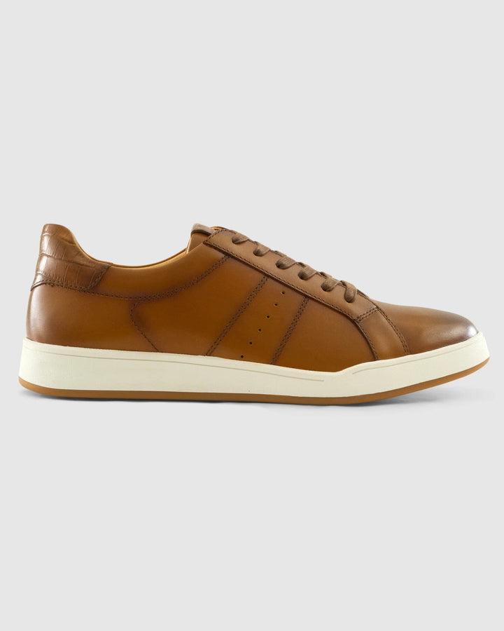 Johnnie-O Topspin Oxford Leather Sneaker: Cognac