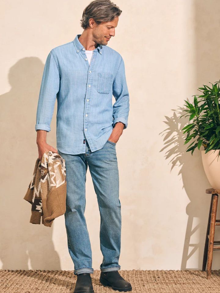 Faherty Tried & True Chambray Shirt: Vintage Indigo