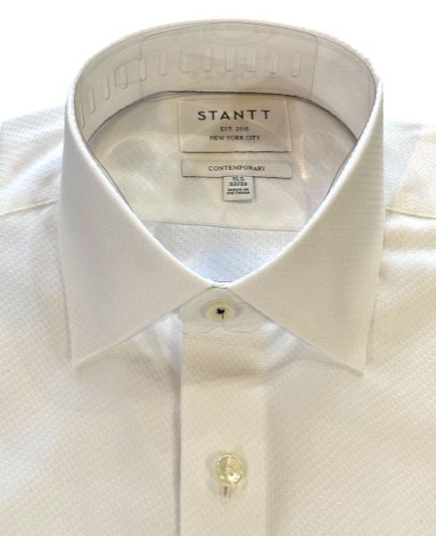 Stantt Ready To Wear White Dobby Tuxedo Formal Shirt