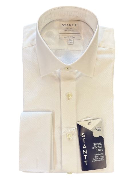 Stantt Ready To Wear White Dobby Tuxedo Formal Shirt