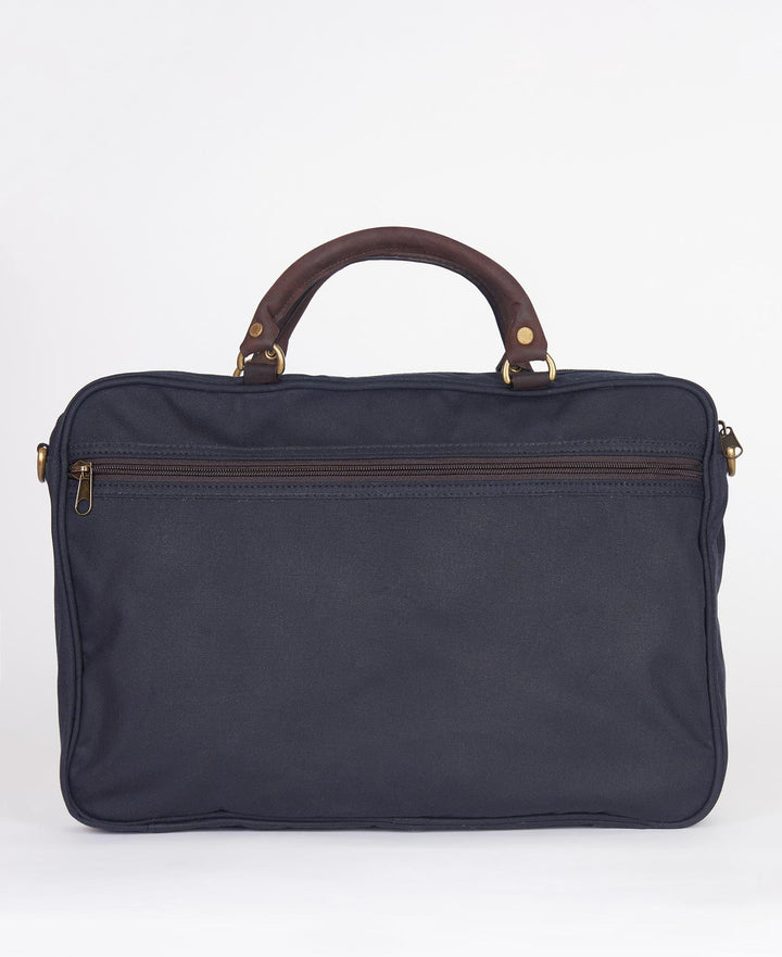 Barbour Wax Leather Briefcase: Navy