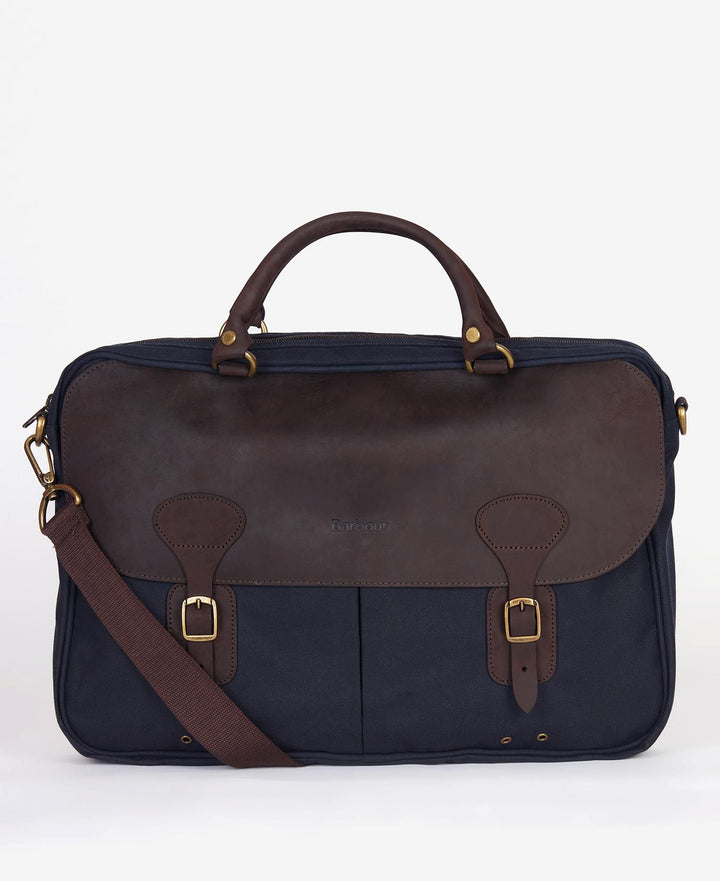 Barbour Wax Leather Briefcase: Navy