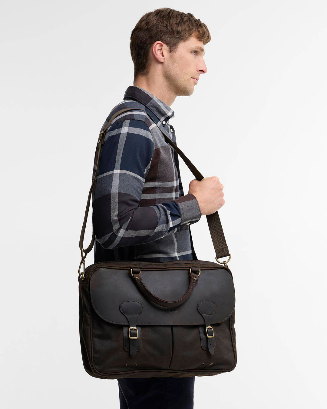 Barbour Waxed Leather Briefcase: Olive