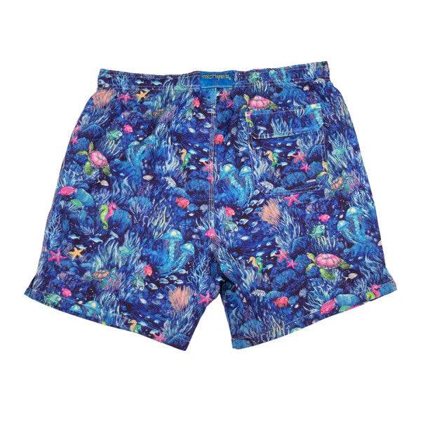 Michael's Men's Cyclist Liner Swim Trunks - Under The Sea: Navy