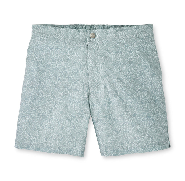 Peter Millar Tropical Leaves Swim Trunk: Sage Fog