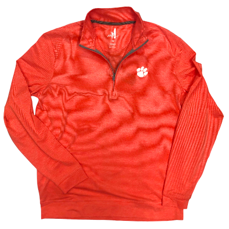 Johnnie-O Clemson University Vaughn Striped Performance 1/4 Zip: Orange