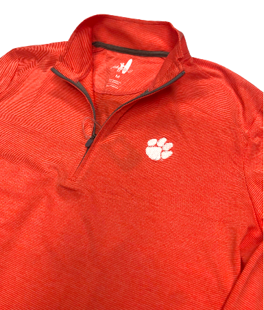 Johnnie-O Clemson University Vaughn Striped Performance 1/4 Zip: Orange