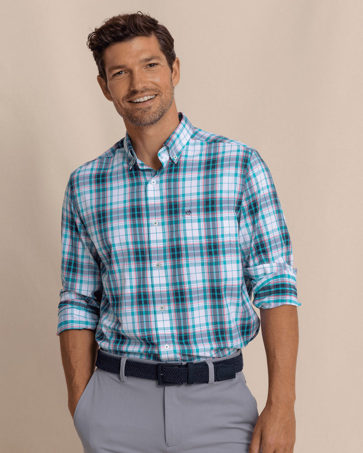 Southern Tide Intercoastal Willowbrook Plaid Sportshirt: Spruce Shade