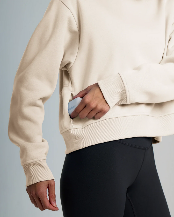 Free Fly Women's Bamboo Northcoast Fleece Crew: Stone