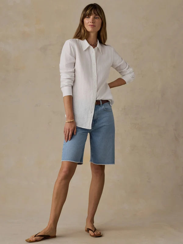 Faherty Women's Laguna Linen Classic Shirt: White