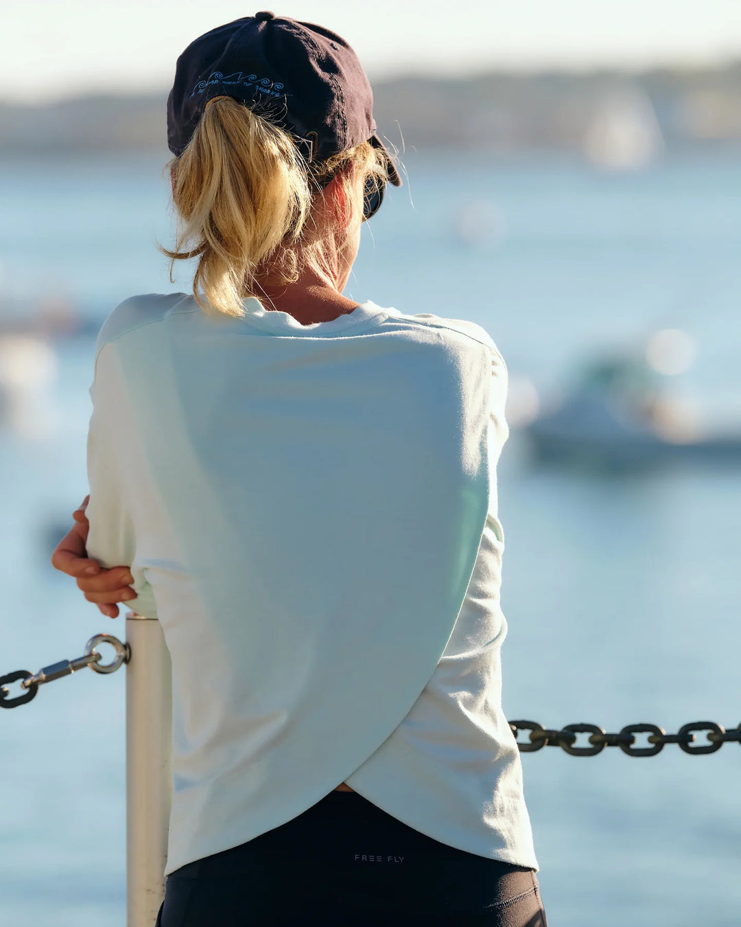 Free Fly Women's Bamboo Shade Crossover Long Sleeve: Tropic Sea