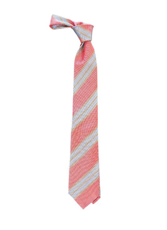 Robert Jensen Blue Stripe Tie: Washed Red