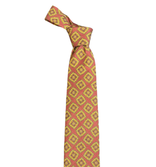 Seaward and Stearn Washed Silk Medallion Tie: Garnet