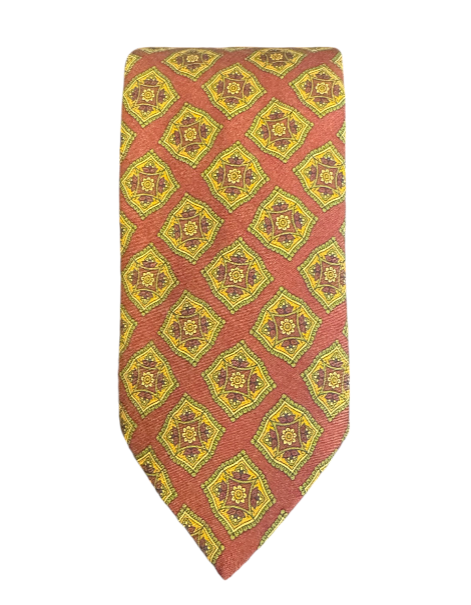 Seaward and Stearn Washed Silk Medallion Tie: Garnet