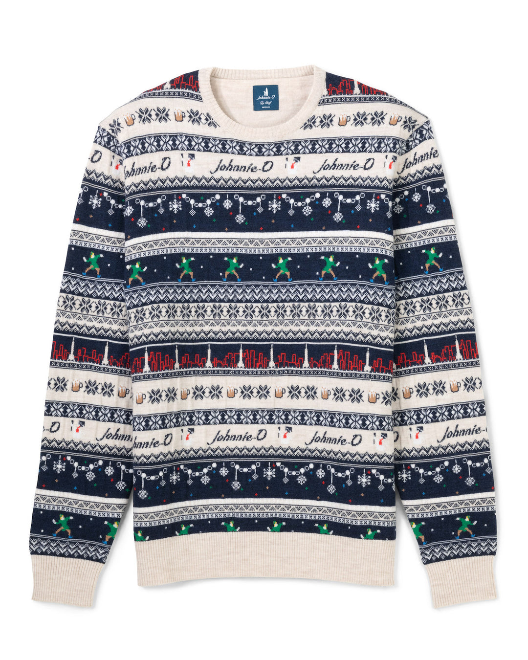 Johnnie-O Merino Holiday Crew: Cream