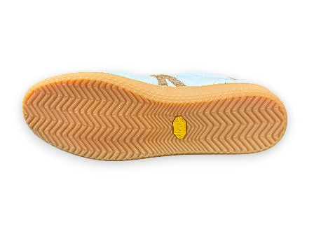 T.B. Phelps Brooklyn Sneaker: Natural Sole with White Leather/Ostrich Trim