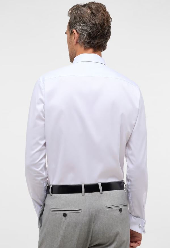 Eterna Slim Fit Luxury Tuxedo Shirt Black Tie: White