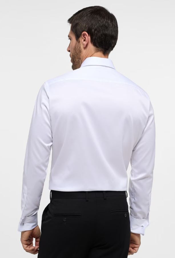 Eterna Modern Fit Luxury Tuxedo Shirt Black Tie: White