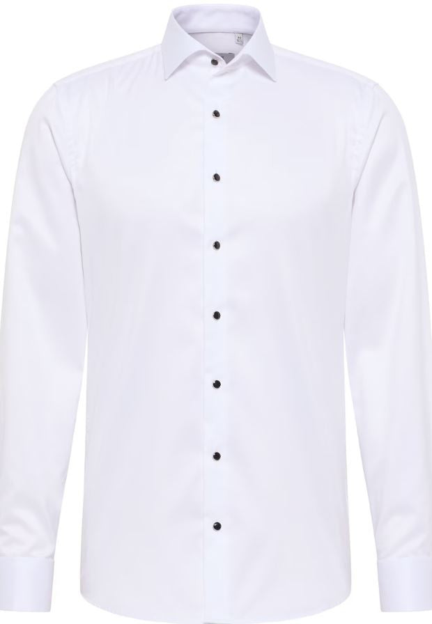 Eterna Slim Fit Luxury Tuxedo Shirt Black Tie: White