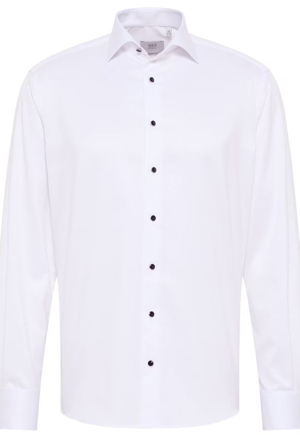 Eterna Modern Fit Luxury Tuxedo Shirt Black Tie: White