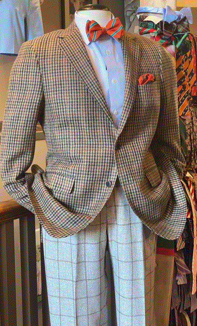 Ballin Lambswool and Cashmere Windowpane Houston Fit: Light Grey