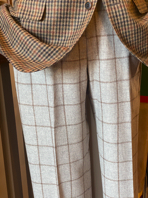 Ballin Lambswool and Cashmere Windowpane Houston Fit: Light Grey