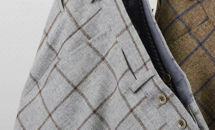 Ballin Lambswool and Cashmere Windowpane Houston Fit: Light Grey